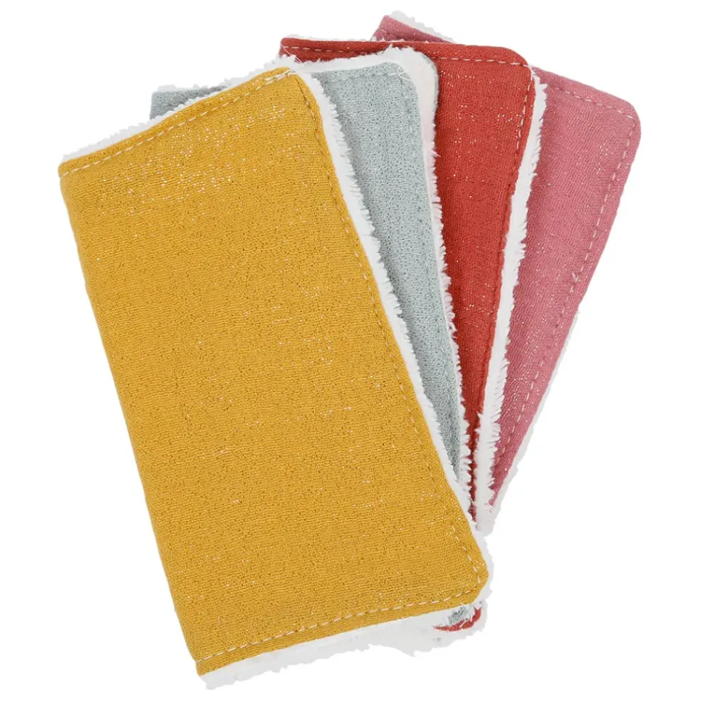 Lot de 4 lingettes ecolo grand modele scintillant multicolore