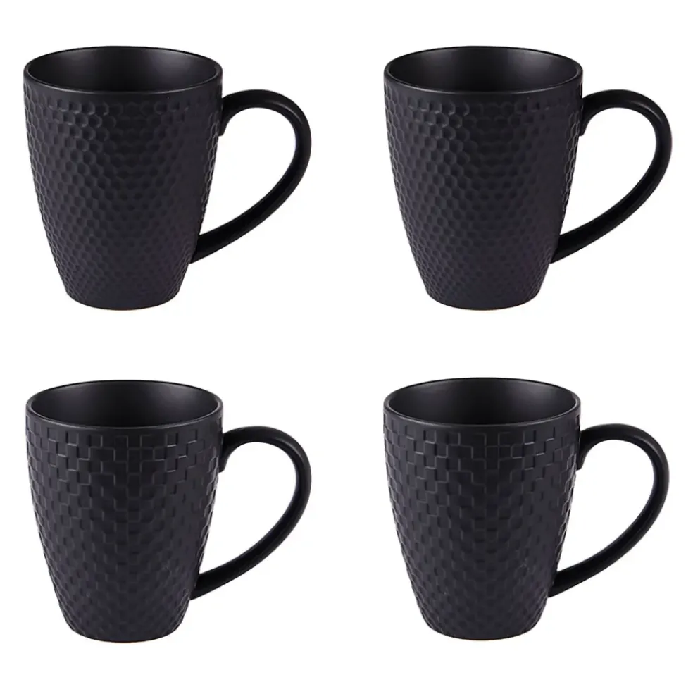 Lot de 4 mugs en porcelaine noir mat