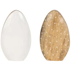 Lot de 2 Oeufs en manguier naturel et blanc - Floréal