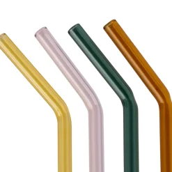 Lot de 4 pailles en verre borosilicate multicolore h19cm - Funny