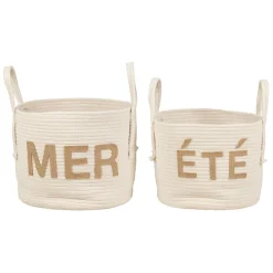Lot de 2 paniers en coton et jute écru - Eté A La Mer