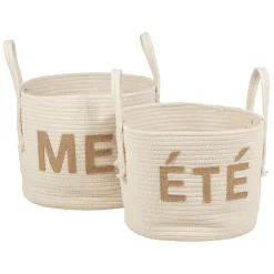 Lot de 2 paniers en coton et jute écru - Eté A La Mer