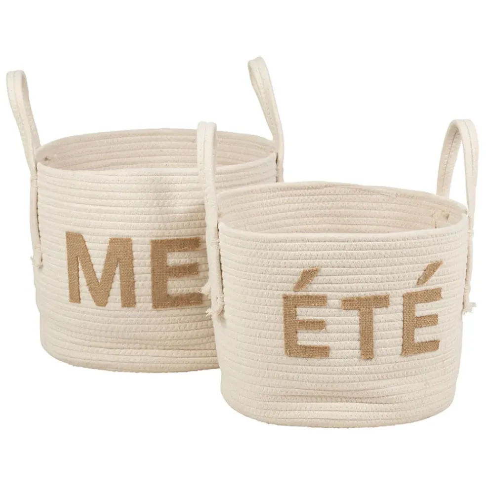 Lot de 2 paniers en coton et jute écru - Eté A La Mer