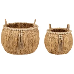 Lot de 2 paniers en Jacynthe d'eau et fer naturel - Eté A La Mer