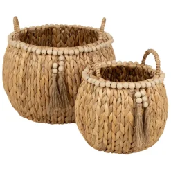 Lot de 2 paniers en Jacynthe d'eau et fer naturel - Eté A La Mer