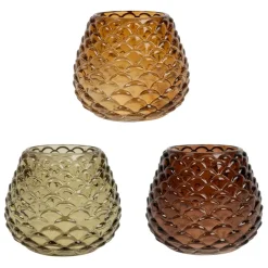 Lot de 3 photophores en verre multicolore h8.6cm - Prisca