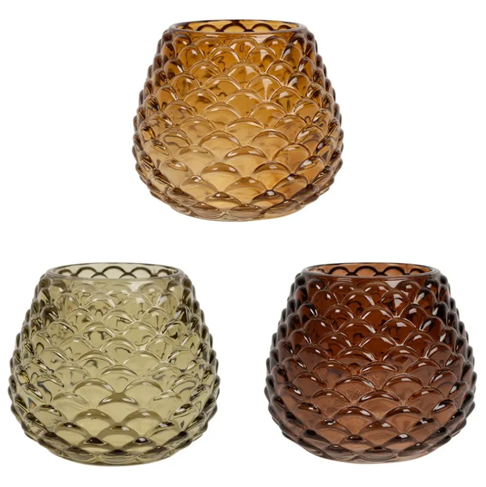 Lot de 3 photophores en verre multicolore h8.6cm - Prisca