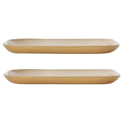 Lot de 2 plateau en fer taupe et doré - bordemer