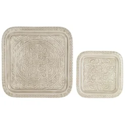 Lot de 2 plateaux carré en fer grège 41x41cm - Arabise