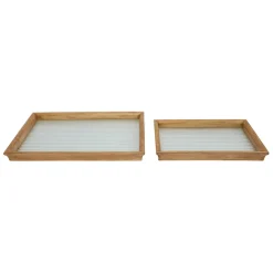 Lot de 2 plateaux en bois et verre naturel - Firmin
