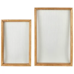 Lot de 2 plateaux en bois et verre naturel - Firmin
