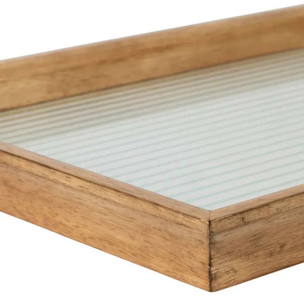 Lot de 2 plateaux en bois et verre naturel - Firmin