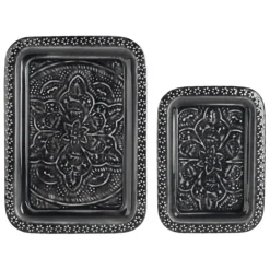 Lot de 2 plateaux en fer anthracite - Arabise