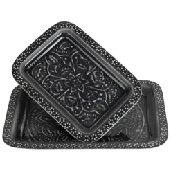 Lot de 2 plateaux en fer anthracite - Arabise