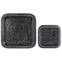 Lot de 2 plateaux en fer anthracite 41x41cm - Arabise