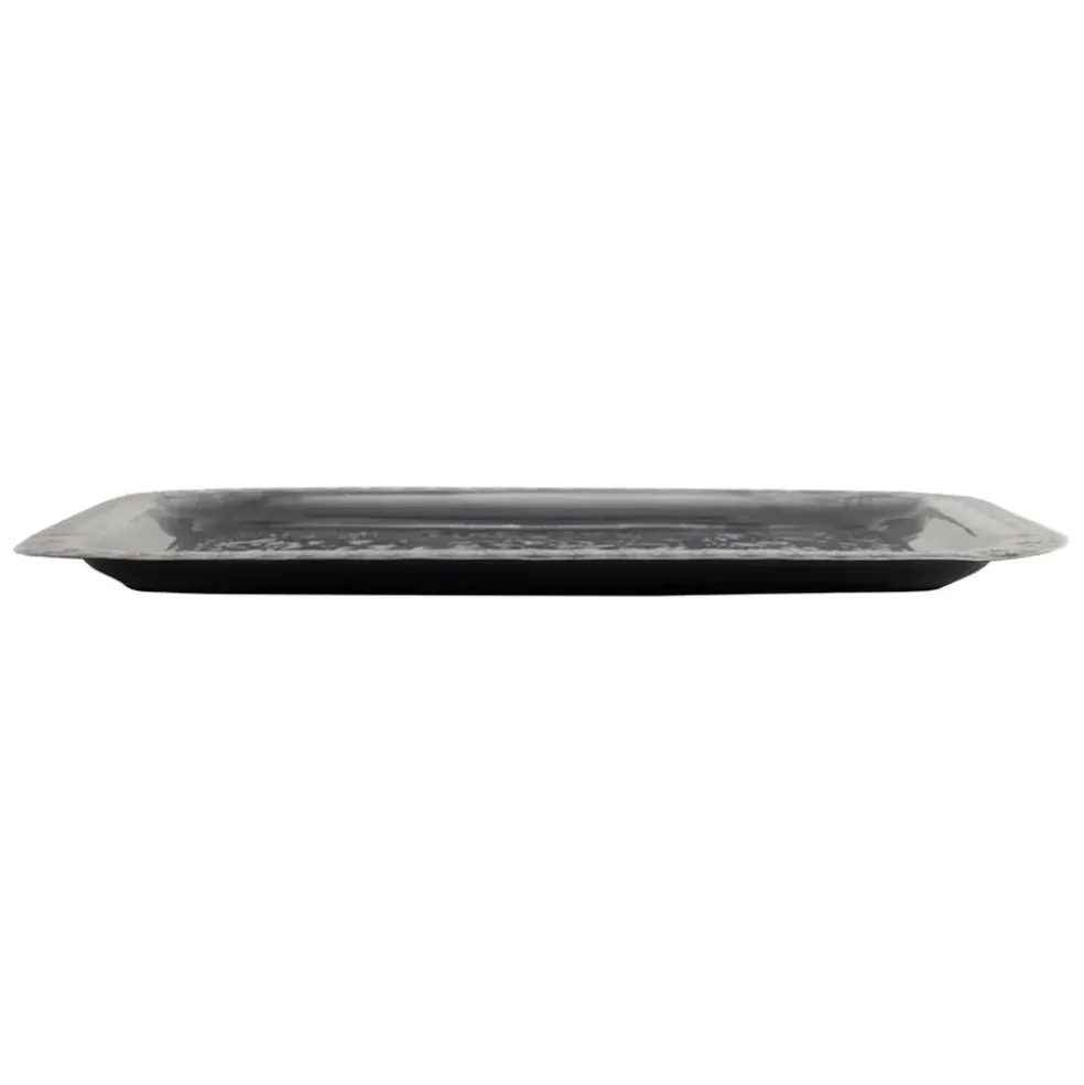 Lot de 2 plateaux en fer anthracite 41x41cm - Arabise