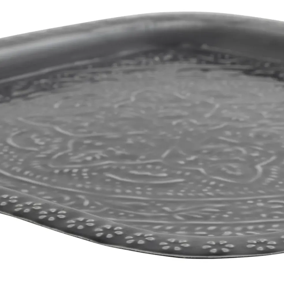 Lot de 2 plateaux en fer anthracite 41x41cm - Arabise