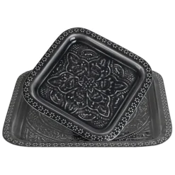Lot de 2 plateaux en fer anthracite 41x41cm - Arabise