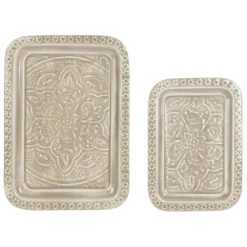 Lot de 2 plateaux en fer grège - Arabise