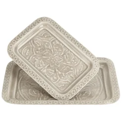 Lot de 2 plateaux en fer grège - Arabise