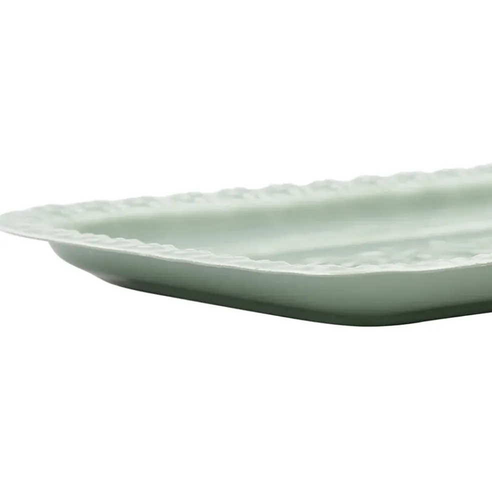 Lot de 2 plateaux en fer émaillé sauge - Baroque