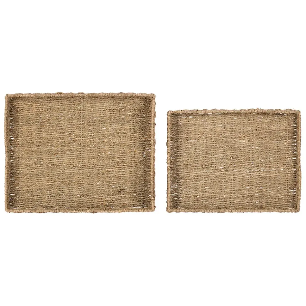 Lot de 2 plateaux en jonc de mer naturel - Chaumière