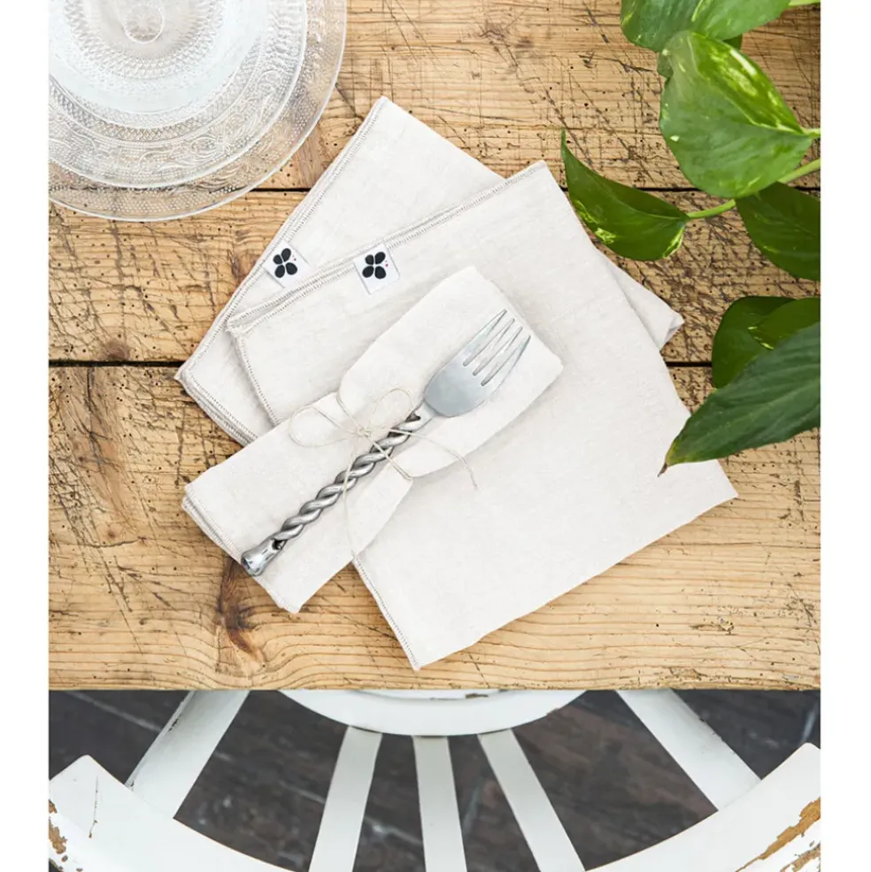 Lot de 3 serviettes de table chantilly en gaze de coton 40x40cm - Gaia