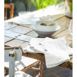 Lot de 3 serviettes de table chantilly en gaze de coton 40x40cm - Gaia