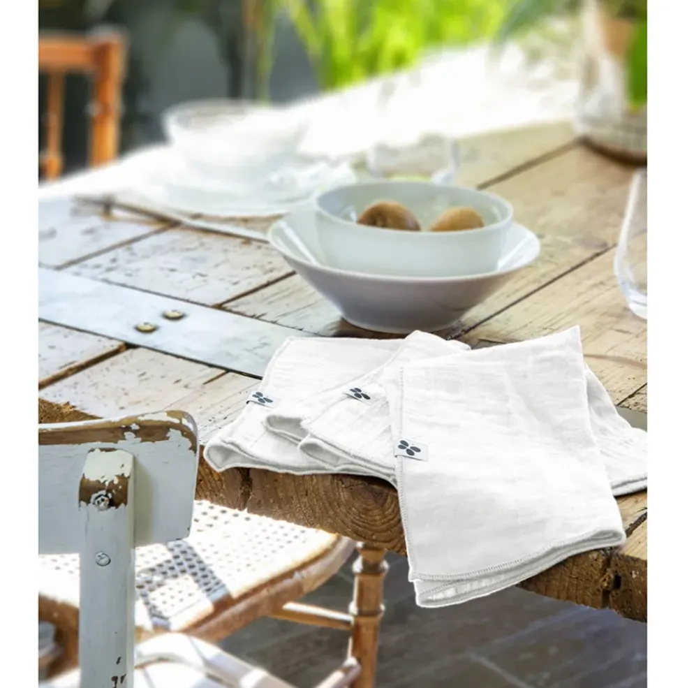 Lot de 3 serviettes de table chantilly en gaze de coton 40x40cm - Gaia