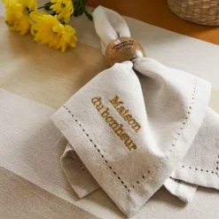 Lot de 4 serviettes de table en coton 45x45cm - Famille