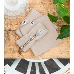 Lot de 3 serviettes en gaze de coton unie pampa 40x40cm - Gaia