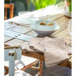 Lot de 3 serviettes en gaze de coton unie pampa 40x40cm - Gaia