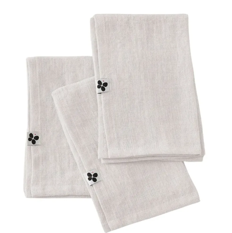 Lot de 3 serviettes en lin lavé craie 40x40cm - Soline