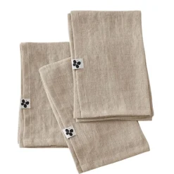 Lot de 3 serviettes en lin lavé sable 40x40cm - Soline