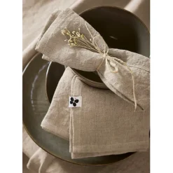 Lot de 3 serviettes en lin lavé sable 40x40cm - Soline
