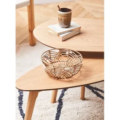 Lot de 2 table basse en chêne naturel - Becka