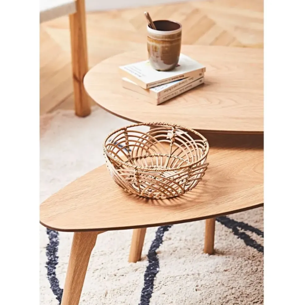 Lot de 2 table basse en chêne naturel - Becka