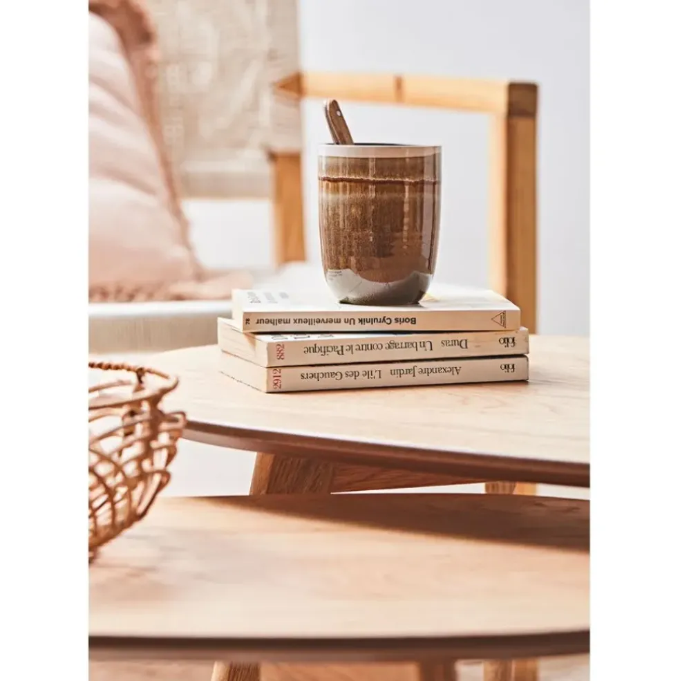 Lot de 2 table basse en chêne naturel - Becka