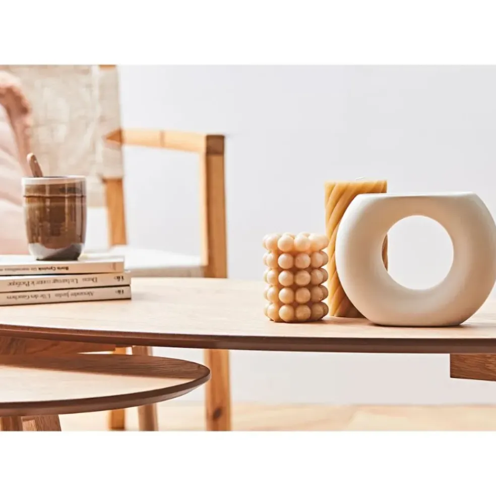Lot de 2 table basse en chêne naturel - Becka