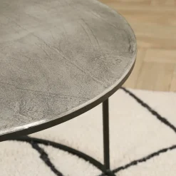 Lot de 2 table gigogne en aluminium et fer argenté - Felia