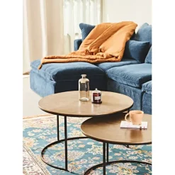 Lot de 2 table gigogne en aluminium et fer doré - Felia