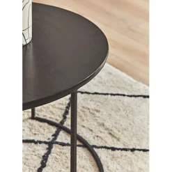Lot de 2 table gigogne en aluminium et fer noir - Felia