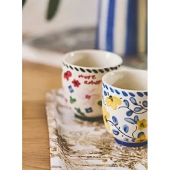 Lot de 4 tasses en grès fleur multicolore 17cl - Bellagio