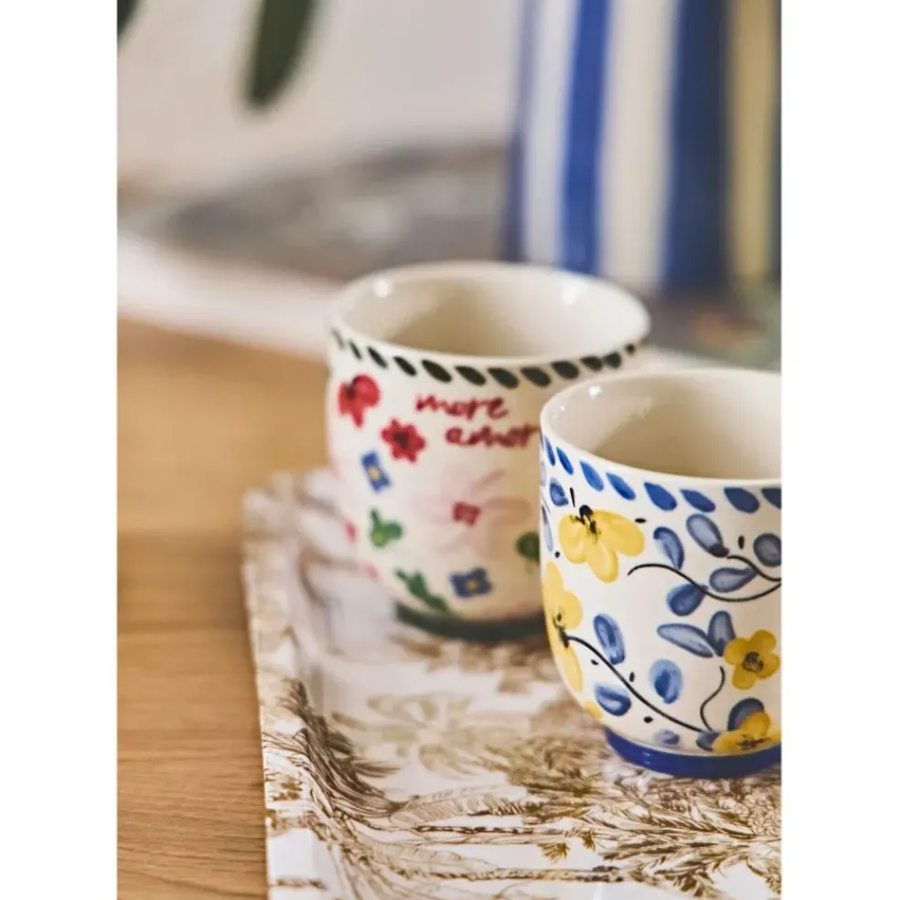 Lot de 4 tasses en grès fleur multicolore 17cl - Bellagio