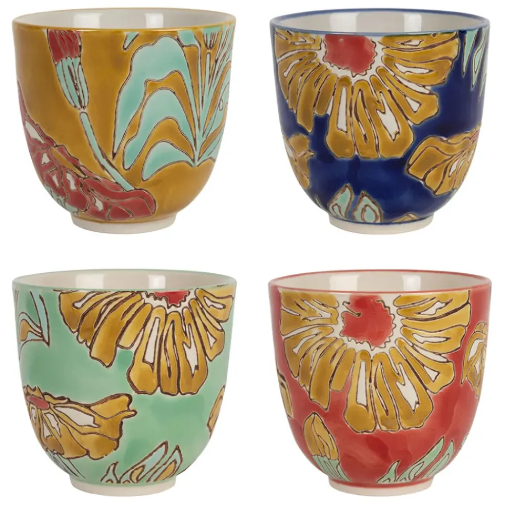 Lot de 4 tasses en grès multicolore 15cl - Flaura