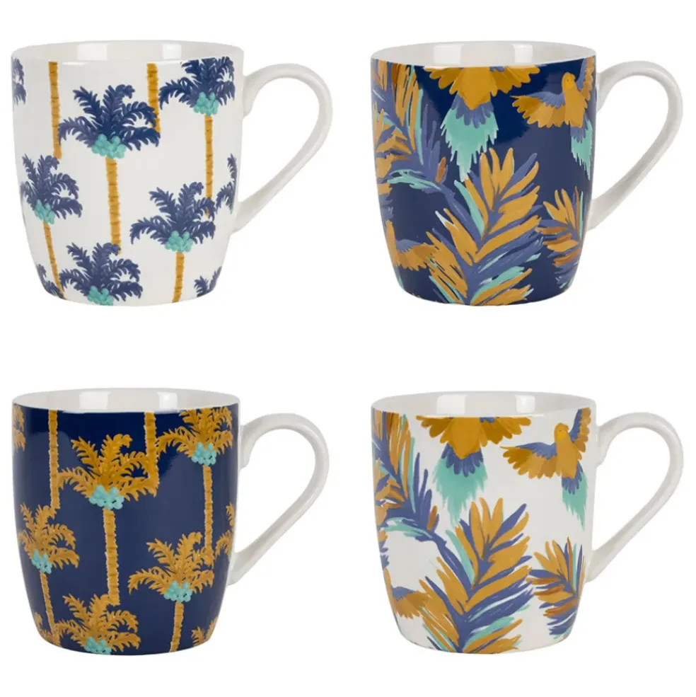 Lot de 4 tasses en porcelaine multicolore 35cl - Mocoa