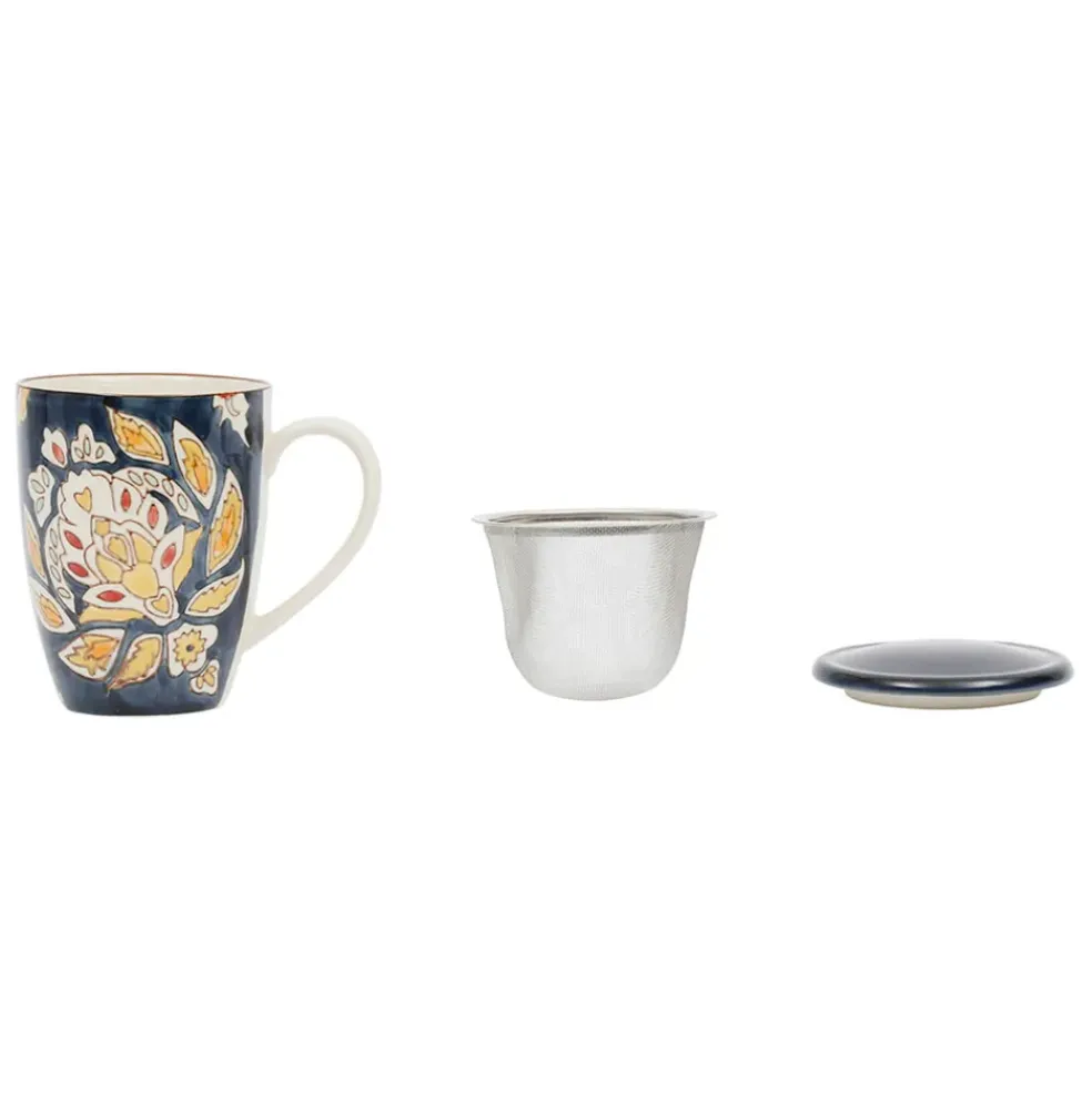 Lot de 2 tisanières et filtre en grès et inox multicolore 30cl - Orchila