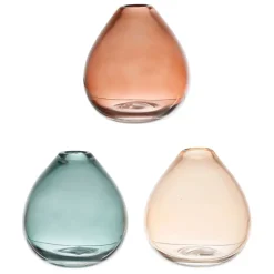 Lot de 3 vases en verre émeraude, grenade et terracotta - cyrius