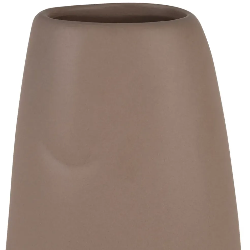 Lot de 2 vases visage en grès terracotta et beige h30cm