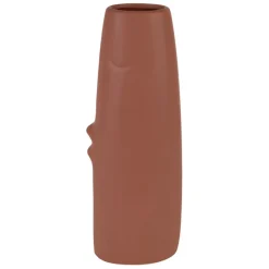 Lot de 2 vases visage en grès terracotta et beige h30cm